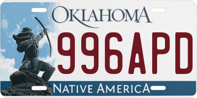 OK license plate 996APD
