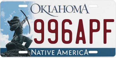 OK license plate 996APF