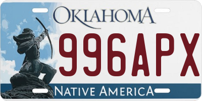 OK license plate 996APX
