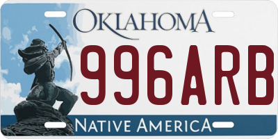 OK license plate 996ARB