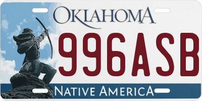 OK license plate 996ASB