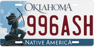 OK license plate 996ASH