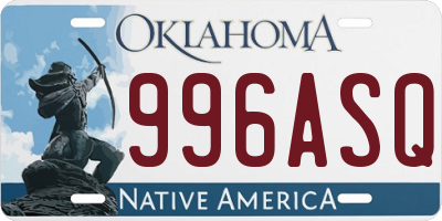 OK license plate 996ASQ