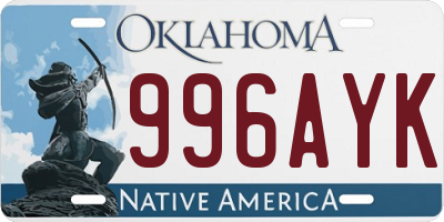 OK license plate 996AYK