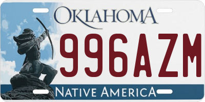 OK license plate 996AZM