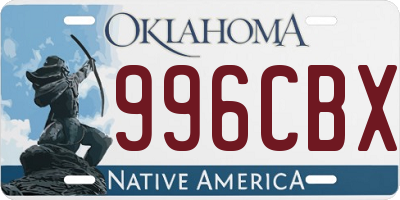OK license plate 996CBX