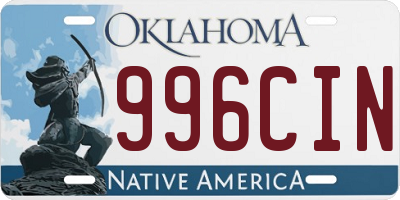 OK license plate 996CIN
