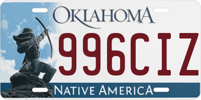 OK license plate 996CIZ
