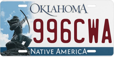 OK license plate 996CWA