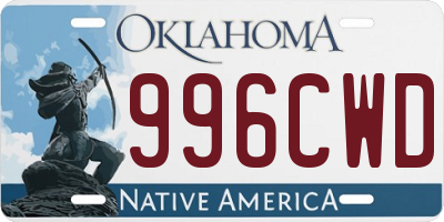 OK license plate 996CWD