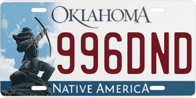 OK license plate 996DND
