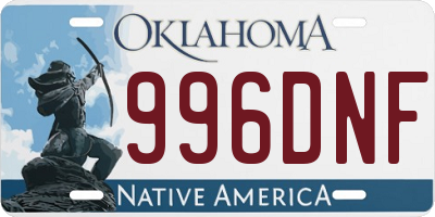 OK license plate 996DNF