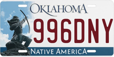 OK license plate 996DNY