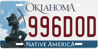 OK license plate 996DOD