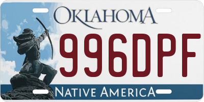 OK license plate 996DPF
