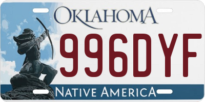 OK license plate 996DYF