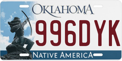 OK license plate 996DYK