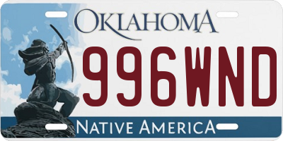 OK license plate 996WND