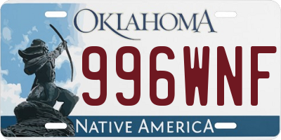 OK license plate 996WNF