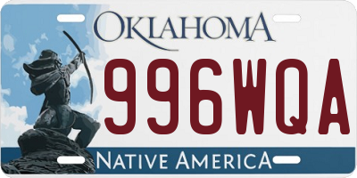 OK license plate 996WQA