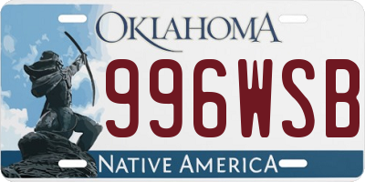 OK license plate 996WSB