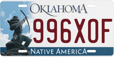 OK license plate 996XOF
