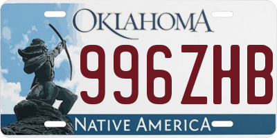 OK license plate 996ZHB