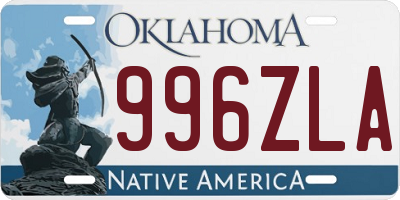 OK license plate 996ZLA
