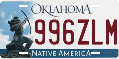 OK license plate 996ZLM