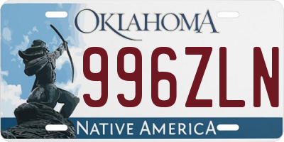 OK license plate 996ZLN