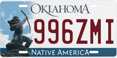 OK license plate 996ZMI