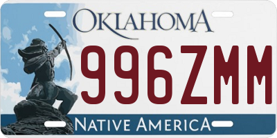 OK license plate 996ZMM