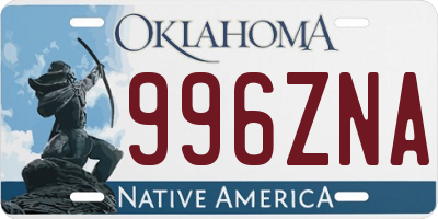 OK license plate 996ZNA
