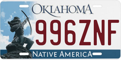 OK license plate 996ZNF