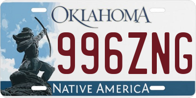 OK license plate 996ZNG