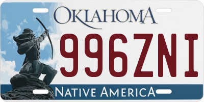 OK license plate 996ZNI