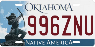 OK license plate 996ZNU