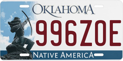 OK license plate 996ZOE