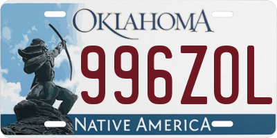 OK license plate 996ZOL