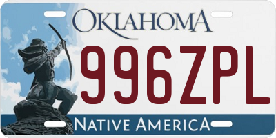 OK license plate 996ZPL