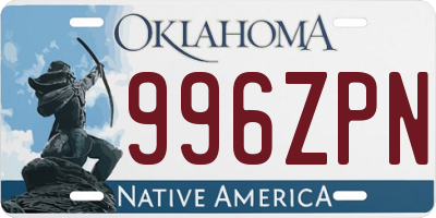 OK license plate 996ZPN