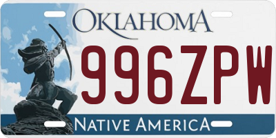 OK license plate 996ZPW