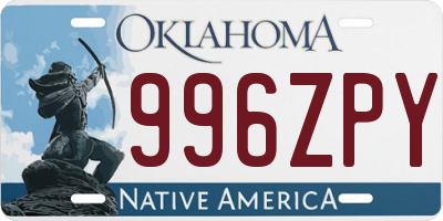 OK license plate 996ZPY