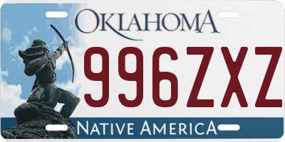 OK license plate 996ZXZ