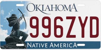 OK license plate 996ZYD