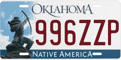 OK license plate 996ZZP