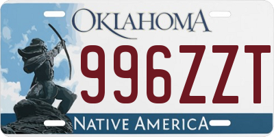 OK license plate 996ZZT