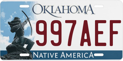 OK license plate 997AEF