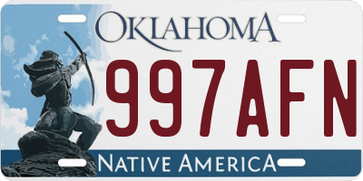 OK license plate 997AFN