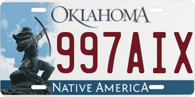 OK license plate 997AIX